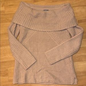 Off the shoulder pink/tan Charlotte Russe sweater